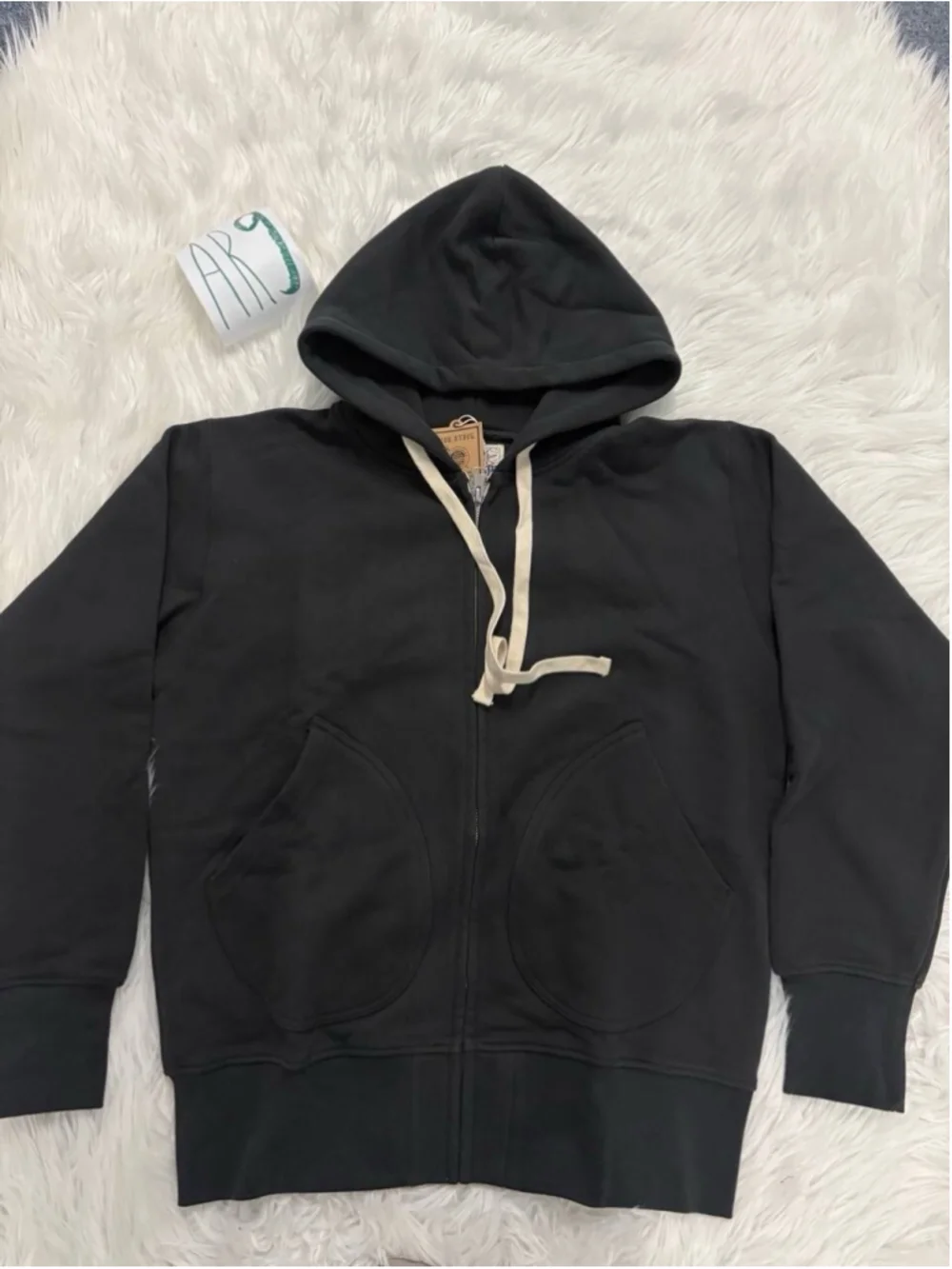 17.5 oz Terry Cloth Zip-Up Hoodie - Vintage Black Non Stock Mfg. Co. - Picture 8 of 15